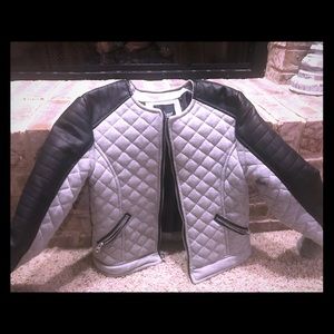Price drop!!!Grey jacket with faux leather strip